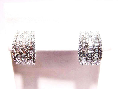 5.81 CT DIAMOND 4 ROW ROUND BR SHAPE 3 ROW BAGUETTE SHAPE CHANNEL HUGGY EARRING