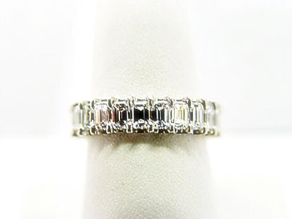 DIAMOND EMERALD SHAPE 25 STONE SET U BASKET ETERNITY DIAMOND BAND ANNIVERSARY