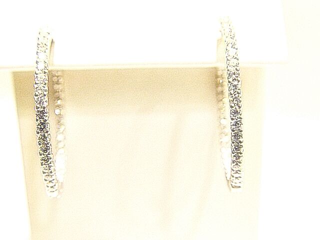 DIAMOND ROUND BRILLIANT SHAPE HOOP EARRING INSIDE OUTSIDE SET DIAMOND