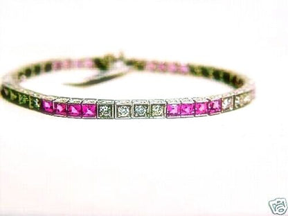 24 SQUARE CUT PINK SAPPHIRE 6.86 CTTW AND 24 ROUND BRILLIANT SHAPE