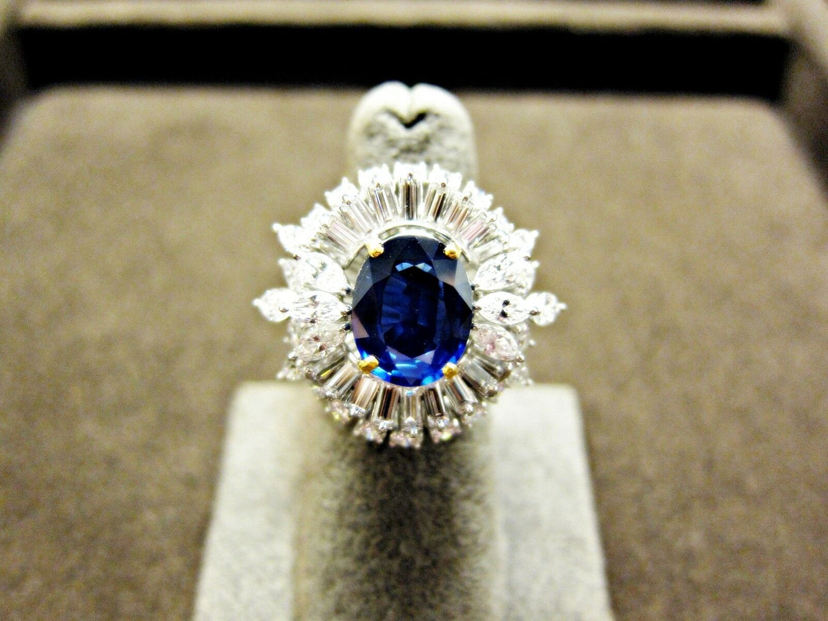 OVAL SAPPHIRE BAGUETTE ROUND MARQUISE DIAMOND RING