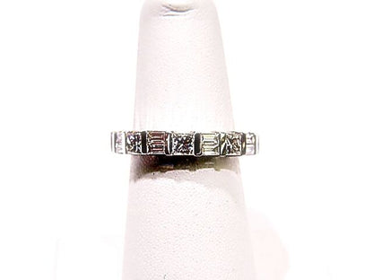 3.07 CT 9 PRINCESS CUT 18 BAGUETTE CUT DIAMOND ALL AROUND ETERNITY BAND 18 K