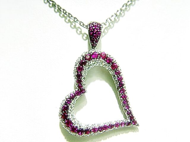PINK SAPPHIRE ROUND SHAPE DIAMOND ROUND BR SHAPE HEART PENDANT INCLUDED CHAIN