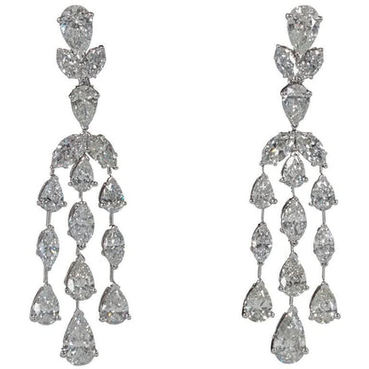 Luxury 14.87 Carat Diamond Drop Earrings in 18k White Gold