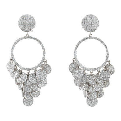 Elegant 18k White Gold Pave Diamond Chandelier Drop Earrings