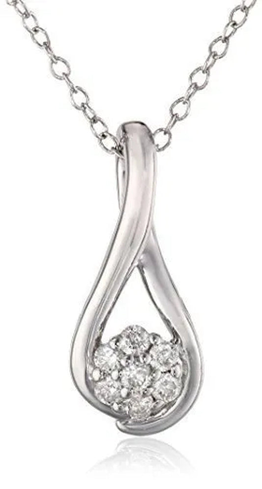 Sterling Silver Diamond Twist Cluster Pendant Necklace (1/7 cttw, J-K Color, I2-I3 Clarity), 18"
