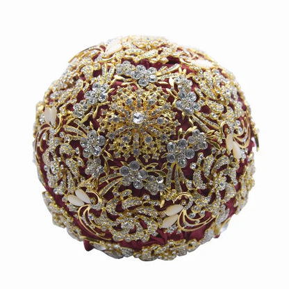 18CM Luxury Full Diamond Wedding Bouquet Shiny Crystal Brooch Bridal Bouquet Satin Ribbon Roses Wedding Flowers Bride Holding Flowers