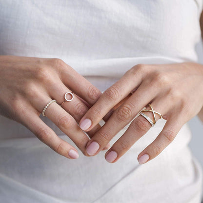 14K Gold Plated Rings Cubic Zirconia Band | Marquise Milgrain Eternity Bands | Gold Rings for Women