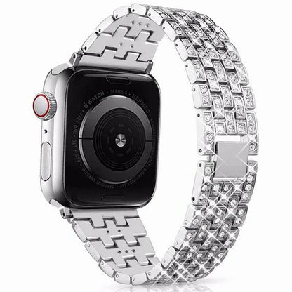 Compatible with Apple Watch Bands 44mm 42mm 40mm 38mm for iWatch Strap Series 6/SE/5/4/3/2/1 Replacement Metal Wristband Bling Diamond Band