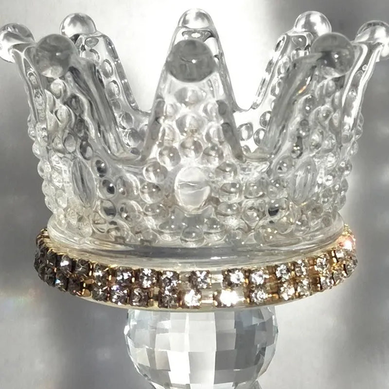 Crown Candlestick Candle Holder Transparent Glass Crystal Wedding Home Decor Big Tealight Candle Stand