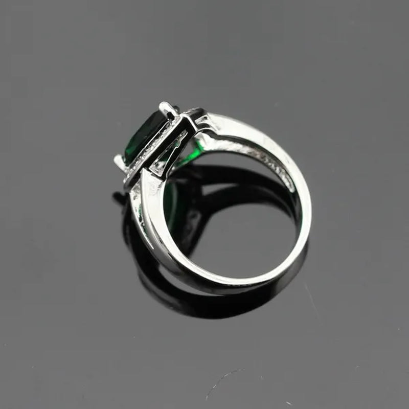 Water Drop Green Zircon White Topaz AAA Zircon 925 Silver Jewelry Sets Necklace Pendant Long Drop Earrings Ring for Women
