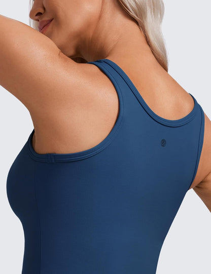 Womens Butterluxe Double Lined Workout Tank Tops Scoop Neck Racerback Cropped Casual Sleeveless Shirt