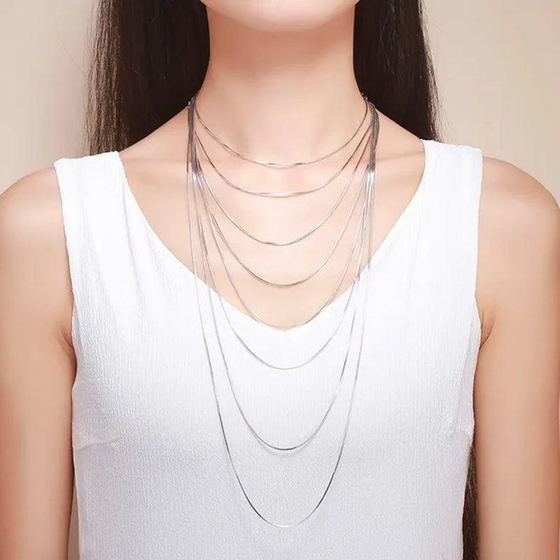 Best Ladies Chain Necklace Solid Surface Filled with 18K Gold and Italian 925 Sterling Silver Jewelry Figaro Snake Chain Necklace Fine Jewelry Length: 16-30 Inches