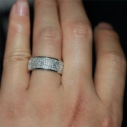 New Solid Sterling Silver White Sapphire Diamond Wedding Band Rings Engagement Anniversary Party Jewelry Size 5-12