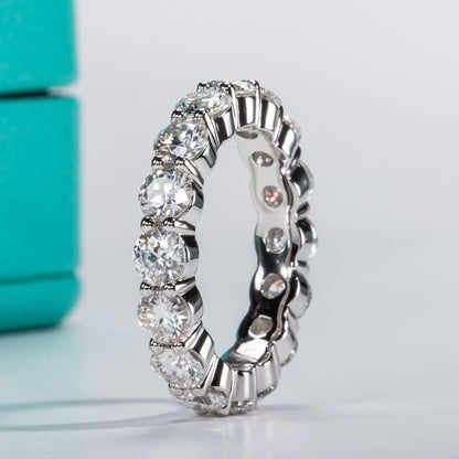 Moissanite Eternity Ring, Round/Emerald/Princess Cut 5Cttw D Color 925 Sterling Silver Wedding Band Rings for Women