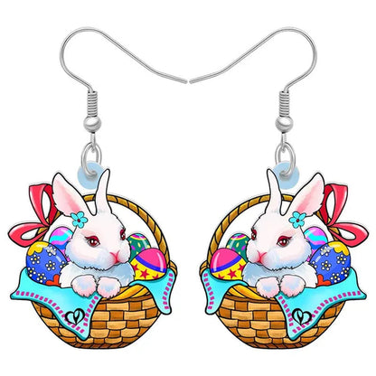 Acrylic Easter Eggs Bunny Hare Rabbit Earrings Drop Dangle Egge Jewelry For Women Girls Kids Charms Festival Gift Accessories