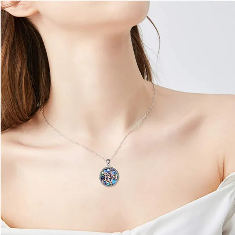 Fashion Women Ocean Necklace Sterling Silver Sea Turtle/Dolphin/Mermaid Necklace Abalone Shell Tortoise/Mermaid Tail Necklace