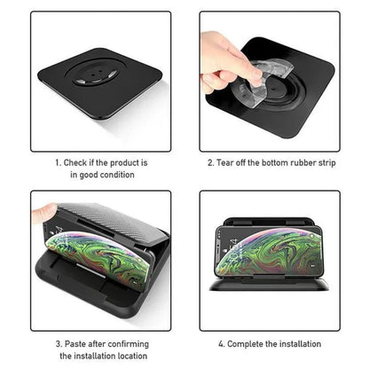Carbon Fiber Car Phone Holder Dashboard Cell Phone Holder Desktop Mount Support Bracket Universal 3 to 7 Inch Mobile Phone Stand For IPhone XR XS MAX GPS
