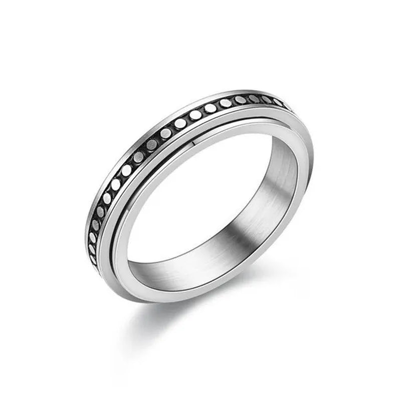 Couple Rings Rotatable Fidget Rings Stainless Steel Sun Moon Star Dot Waves Cat Pattern Spinner Ring Jewelry Gift for Women Men Boyfriend Girlfriend