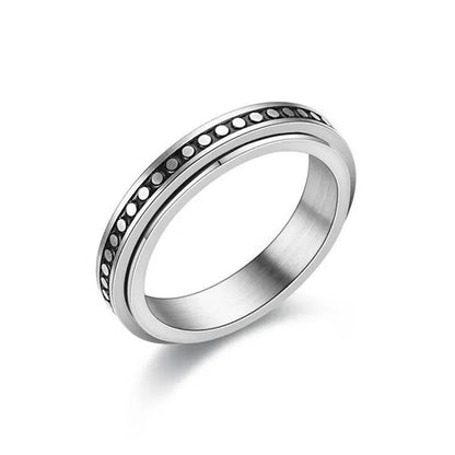 Couple Rings Rotatable Fidget Rings Stainless Steel Sun Moon Star Dot Waves Cat Pattern Spinner Ring Jewelry Gift for Women Men Boyfriend Girlfriend