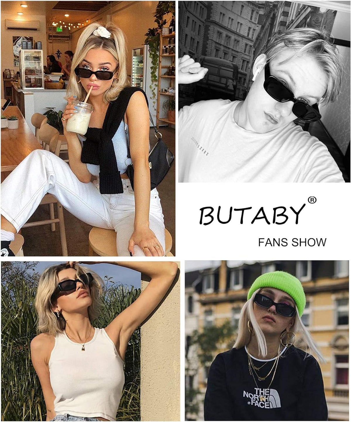 Rectangle Sunglasses for Women Retro Driving Glasses 90’s Vintage Fashion Narrow Square Frame UV400 Protection