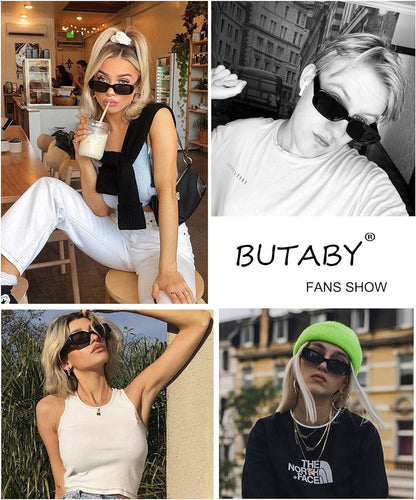 Rectangle Sunglasses for Women Retro Driving Glasses 90’s Vintage Fashion Narrow Square Frame UV400 Protection