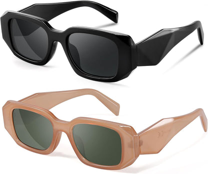 Trendy Rectangle Sunglasses for Women Men,Y2K Vintage Retro 90s Aesthetic Cool Driving Sunglasses
