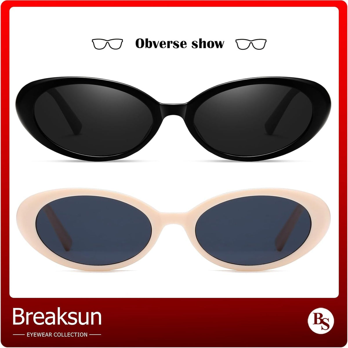 Retro Oval Sunglasses for Women Men Fashion Small Oval Sunglasses 90S Vintage Shades
