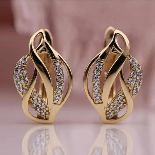 Trendy 18K Gold Diamond Infinity Earrings for Women Bridal Wedding Huggie Earrings Jewelry Gift