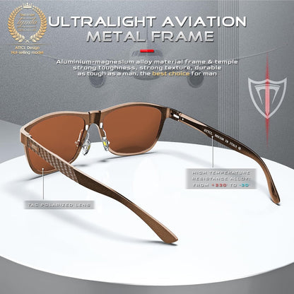 Men'S Retro Metal Frame Driving Polarized Sunglasses for Men Sun Glasses