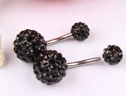 2016 Big Sale 8mm&5mm Crystal Disco Ball Imbue Diamond  316L medical steel material Stainless Steel Belly Button Navel Ring Body Piercing