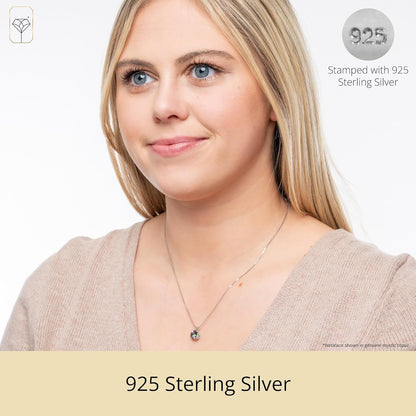 925 Sterling Silver 6Mm Cushion Cut Birthstone Solitaire Pendant Necklace for Women with 18 Inch Box Chain