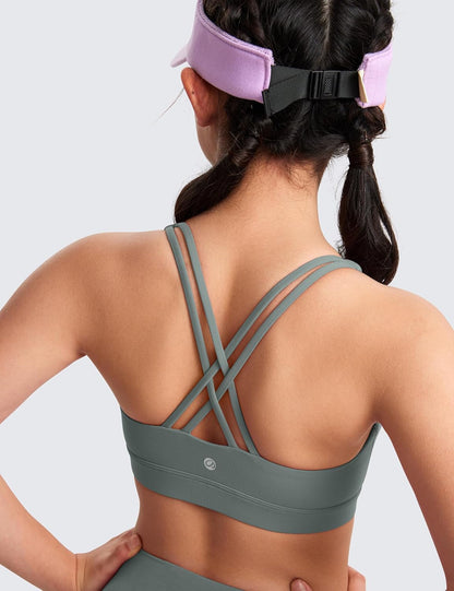 Girls Butterluxe Training Bra - Strappy Scoop Neck for Teens Kids Yoga Sports Comfort Dance Crop Top