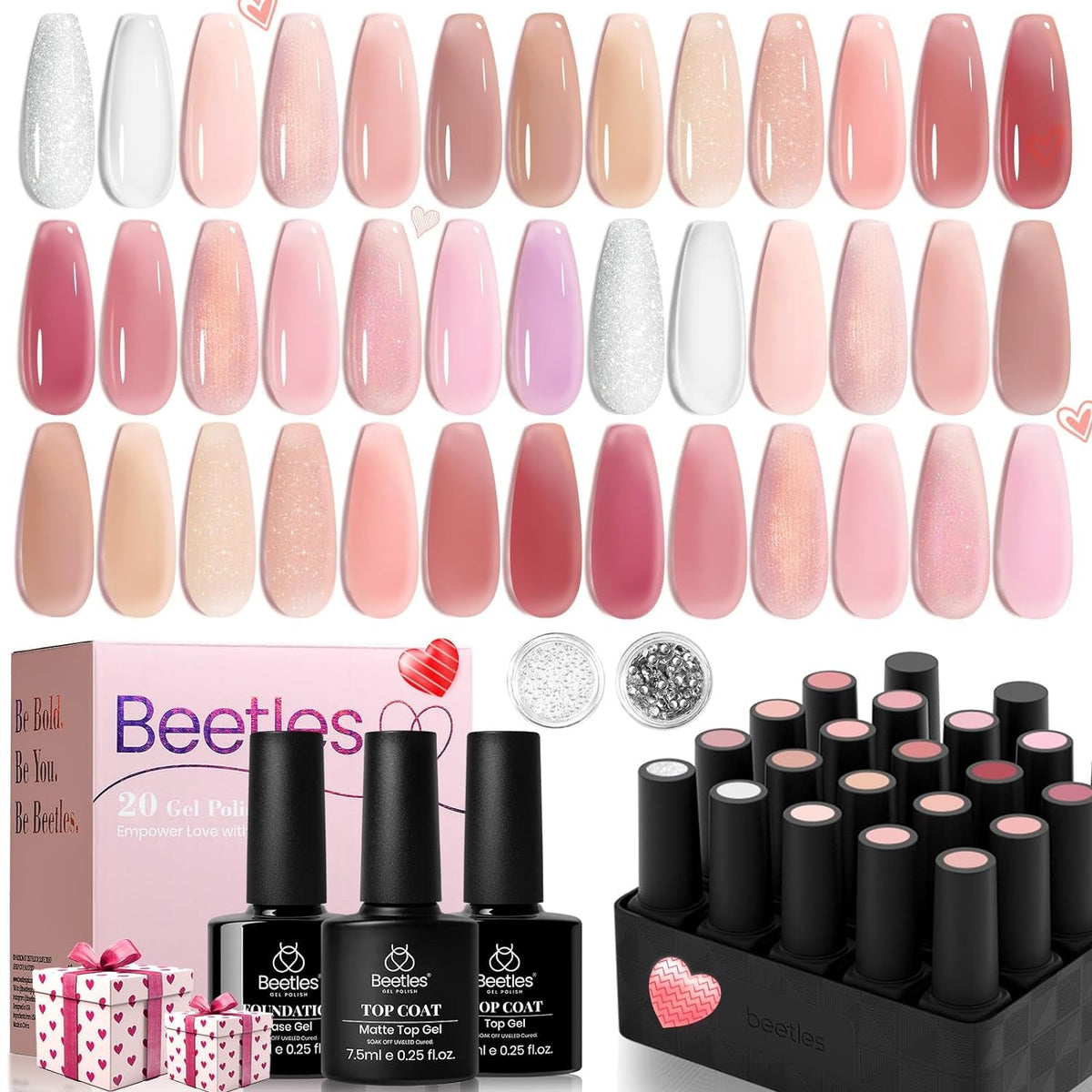 Nail Set 20 Colors Healing Elixir Collection Manicure Kit Pink Neutral Purple Blue Green Gel Nail Kit with 3Pcs Base Matte and Glossy Top Coat Soak off Uv for Women 2024 Ideal Gift