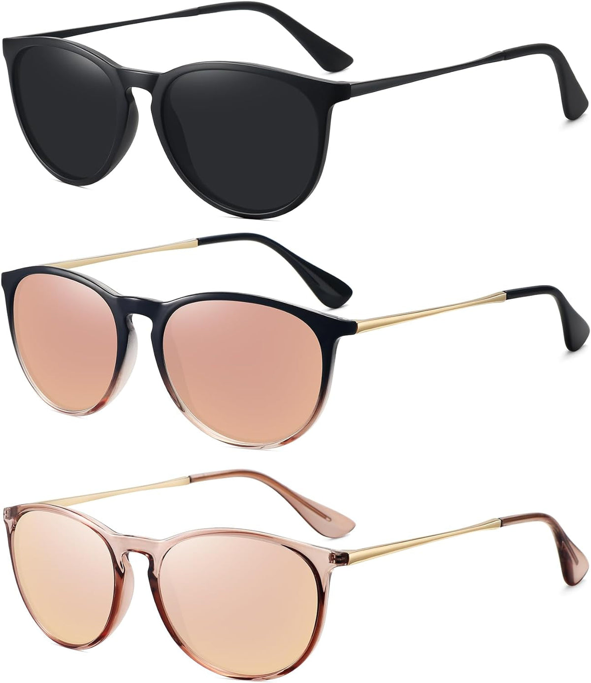 Retro sunglasses womens 2024 trendy round classic glasses
