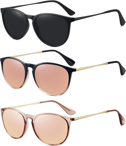 Retro sunglasses womens 2024 trendy round classic glasses