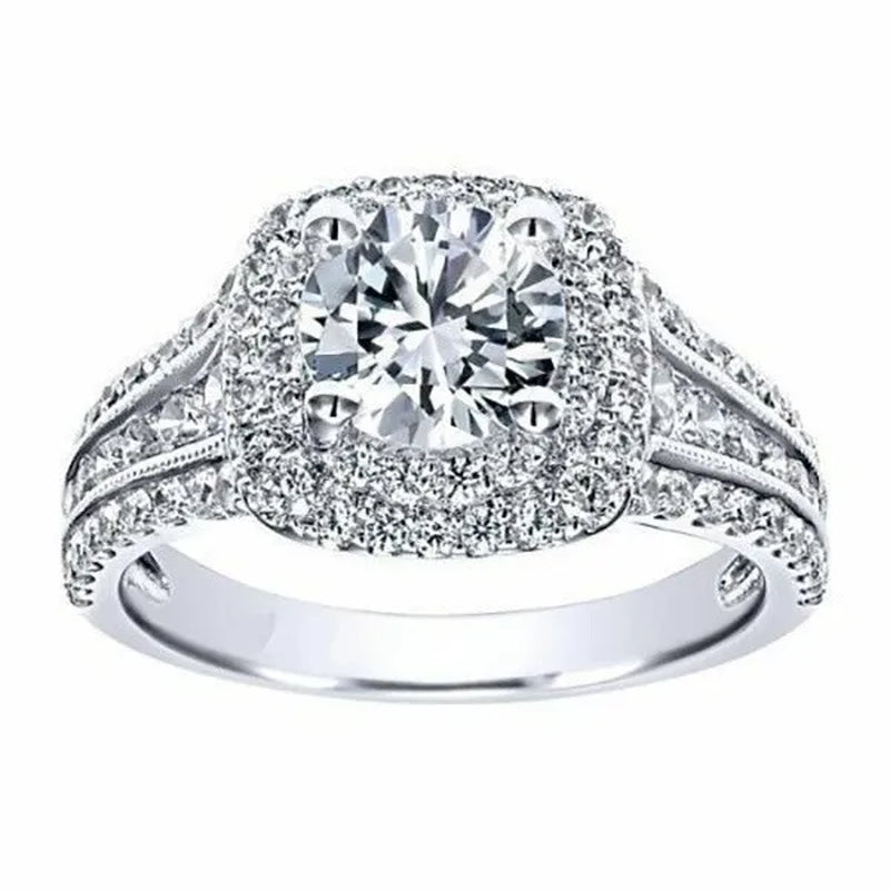 NEW Fashion Couple Rings Set Jewelry - Men's 8mm 316L Stainless Steel Titanium Ring and Women's Princess Cut 1.5 CT Diamond 925 Sterling Silver  Bridal Wedding Engagement Band Ring
