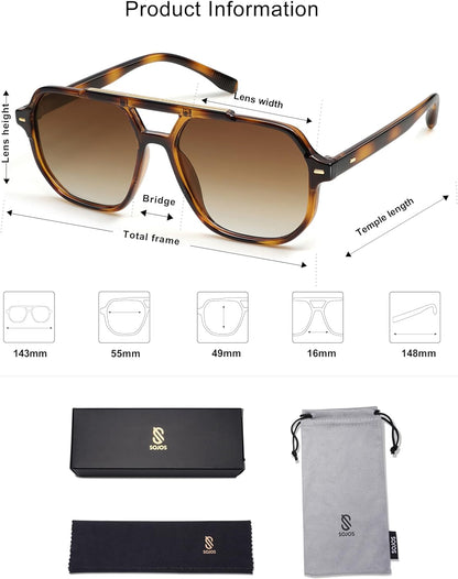 Retro Trendy Aviator Polarized Sunglasses Men Women Vintage 70s Square Stylish Frame Sun Glasses SJ2283