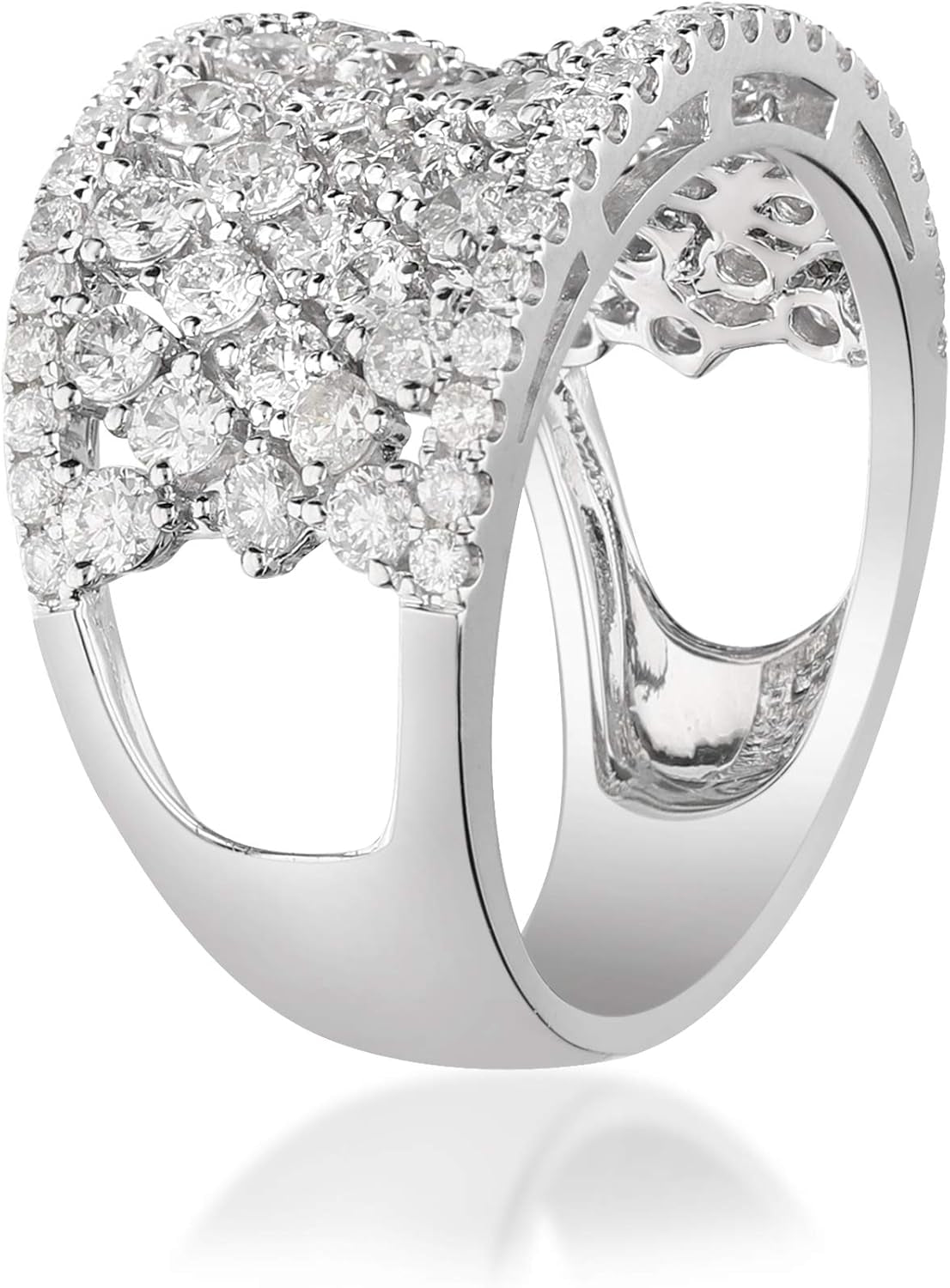14K White Gold Natural White Diamond Ring for Women | Ethically, Authentically & Organically Sourced (Round-Cut) Shaped Diamond Hand-Crafted Jewelry for Her | Diamond Ring for Women