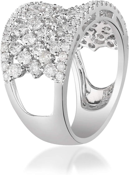 14K White Gold Natural White Diamond Ring for Women | Ethically, Authentically & Organically Sourced (Round-Cut) Shaped Diamond Hand-Crafted Jewelry for Her | Diamond Ring for Women