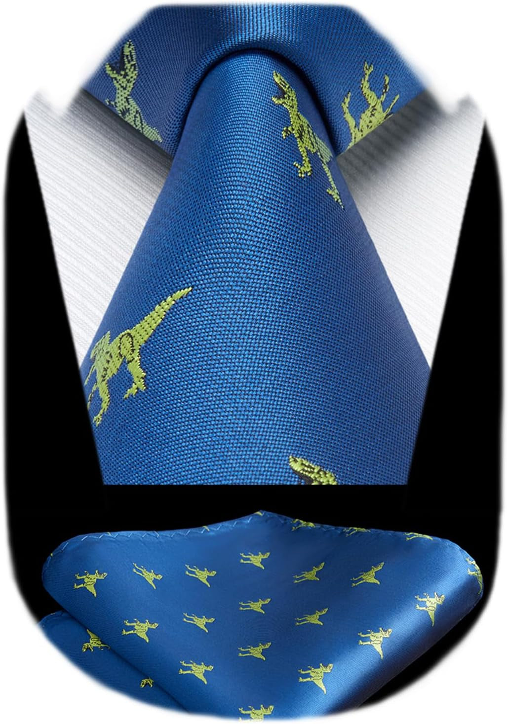 Ties for Men Classic Animal Tie and Pocket Square Set Jacquard Woven Silk Neckties Handkerchief Wedding Party