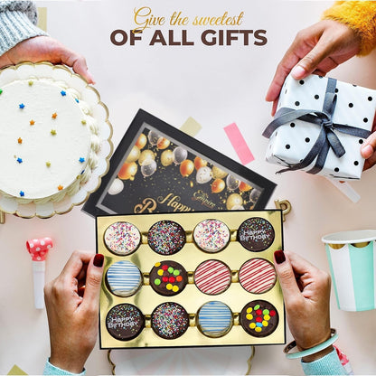 Birthday Cookies Gift Basket for Men and Women – Gourmet Chocolate Cookies, Happy Birthday Treats for Food Gifts by , 12 Count Chocolate Gift Box