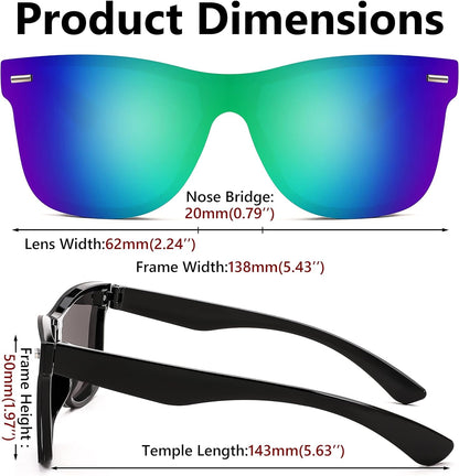 Sunglasses, Rimless Mirrored Sun Glasses with Reflective One-Piece Lens, B4114