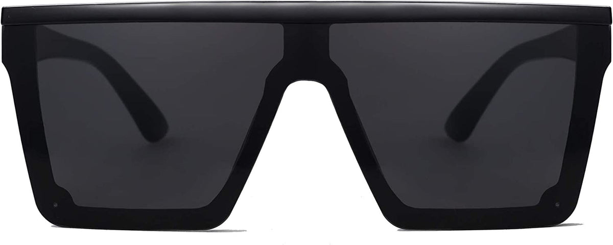 Square Big Sunglasses Women Thick Frame Flat Top Mirrored Sunnies Shades Goggle Siamese Lens SJ2117
