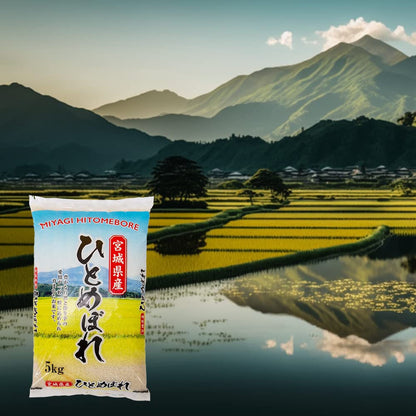MIYAGI HITOMEBORE (11 Lbs) - Expertly Cultivated in Ishinomaki, Japan, Well-Balanced and Versatile Rice for Sushi, Onigiri, and Japanese Dishes