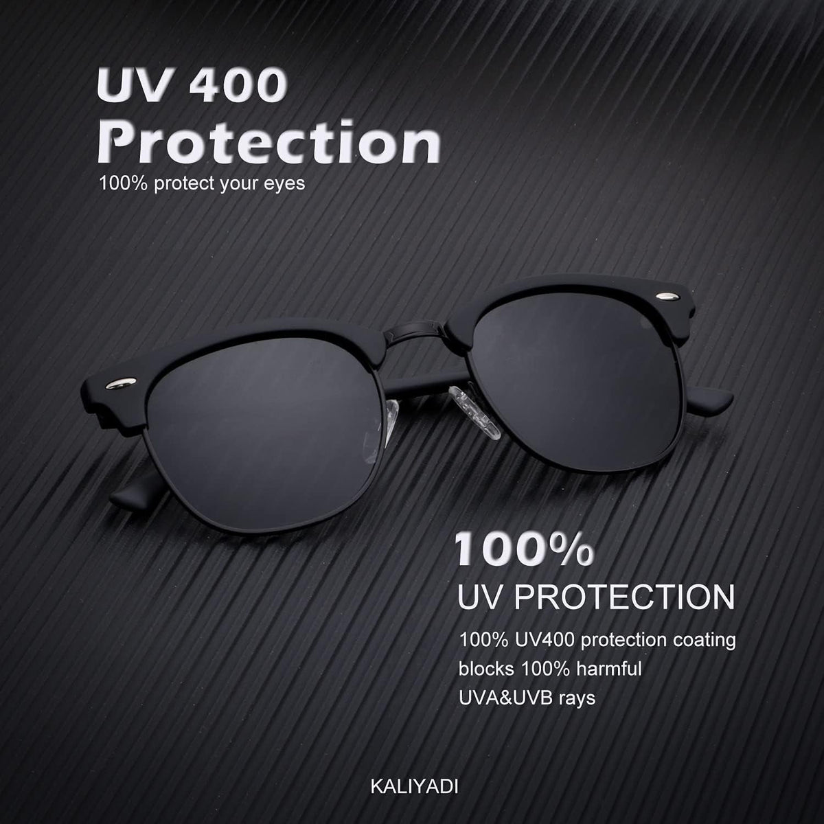 Sunglasses Men Polarized Sunglasses for Men Women Unisex Semi-Rimless Frame Retro Driving Sun Glasses UV Blocking