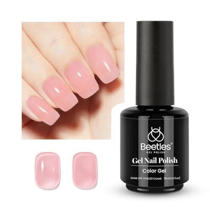 Beetles Neutral Gel Nail Polish 15ml Nude Pink Polish Set Pink Jelly Soak Off U V LED Nail Lamp Translucent Nail Art Gel