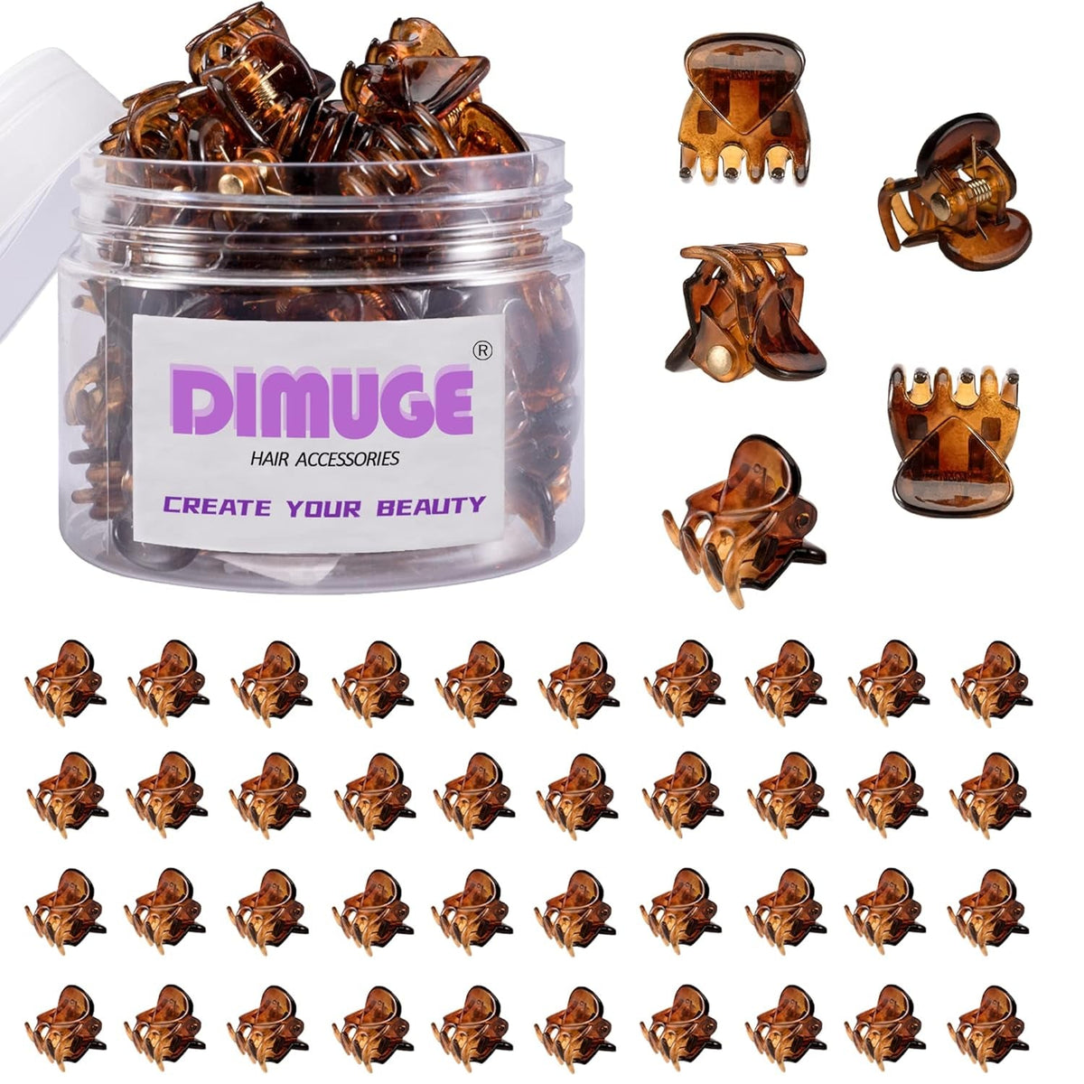 45 Pcs Brown Mini Hair Clips for Women and Girls 1/2 Inch Tiny Claw Clips Holder Hair Back, Clamp Bangs, Durable Strong Grip Non-Slip Small Hair Clips.