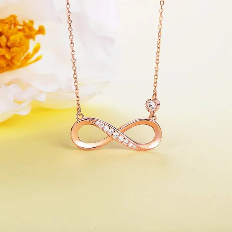 925 Sterling Silver Necklace –“Forever Love” Infinity Heart Love Pendant White Gold Plated Diamond Women Necklace Gift for for Women Girls Valentine's Day Mother's Day