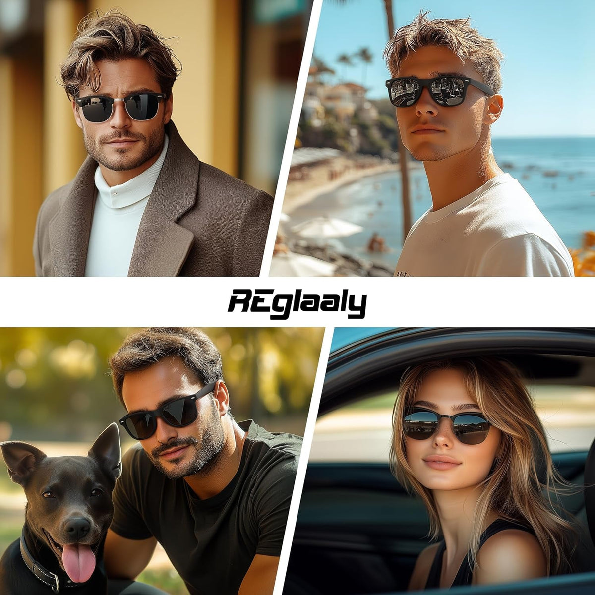 Sunglasses Men and Womens, Polarized Sunglasses for Men with UV Blocking Semi-Rimless Frame for Driving & Hiking